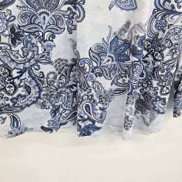 One World Tunic Womens 2X Blue/Gray Paisley Print Embellished Scoop Neck Boho - Picture 5 of 13